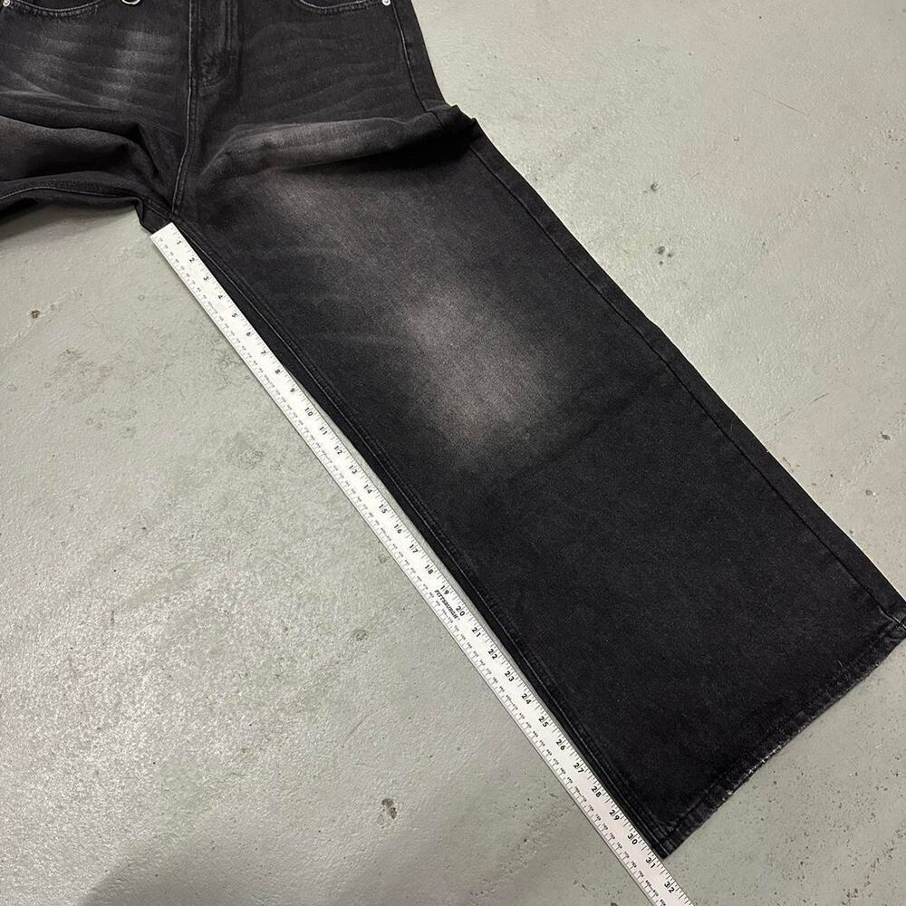BLACK FADE WIDE LEG BAGGY DENIM WAIST 30 FLAT - Picture 7 of 7